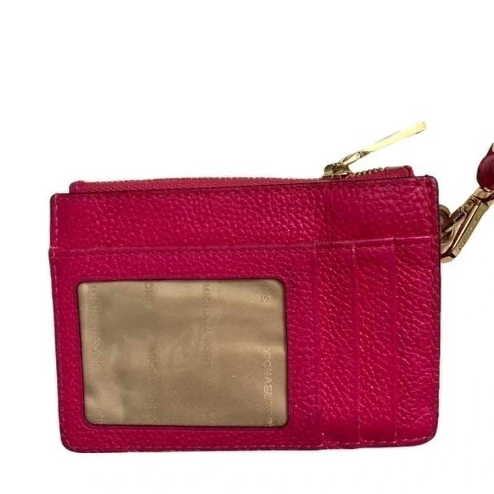 Michael Kors pink pebbled leather wristlet keyring bag